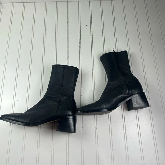 & Other Stories Black Leather Chunky Heel Ankle Boots Womenโs Size 6 $245 - Picture 4 of 12